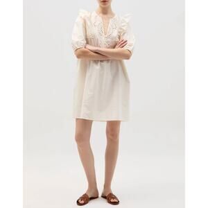 OVS Linen Cotton Dress Cream European Size 36 NWT